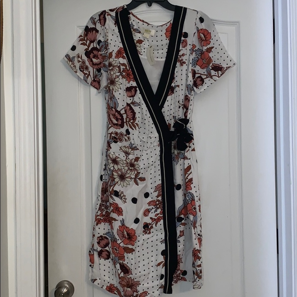 White Floral Wrap dress